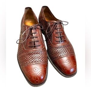 Salvatore Ferragamo Civas Chestnut Calf Dress Shoes Men's Size 8.5 Made in Italy